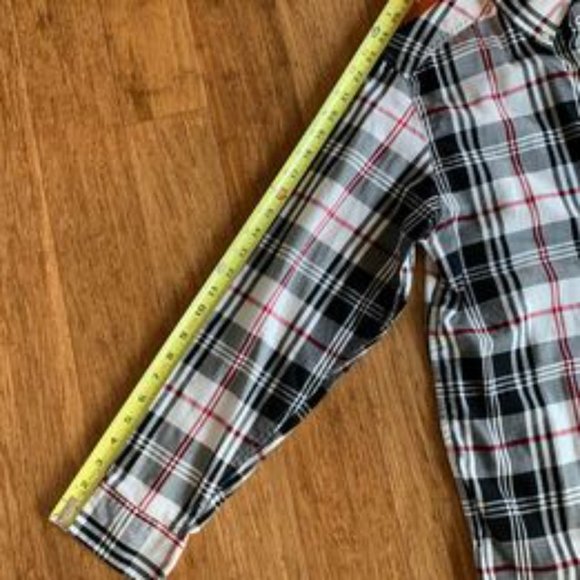 Chaps Boy's XL lightweight plaid flannel white blk red button-down long sleeve - Picture 5 of 6